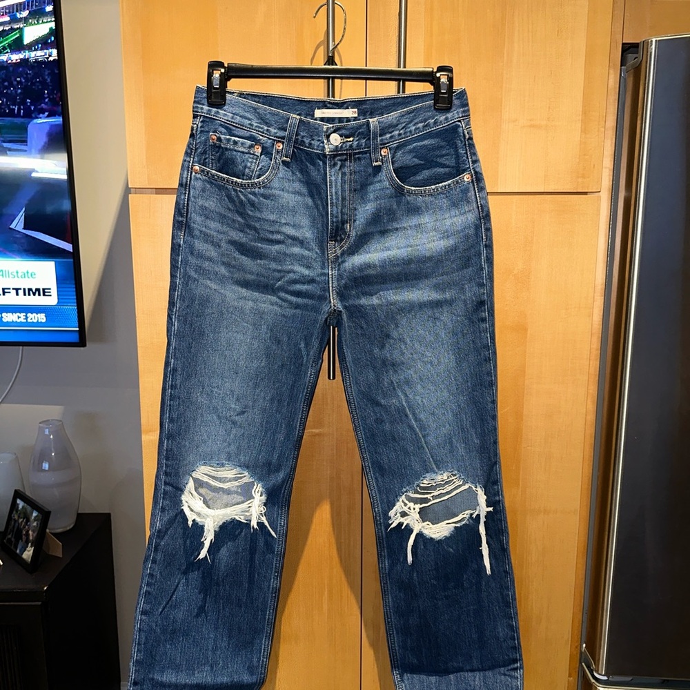 Levi's Distressed Low Pro Straight Leg Jeans